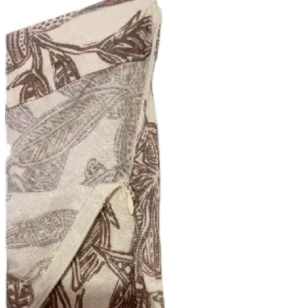 Style & Co. Cream and Brown Mini Wrap Skirt (NWOT) - Picture 4 of 6